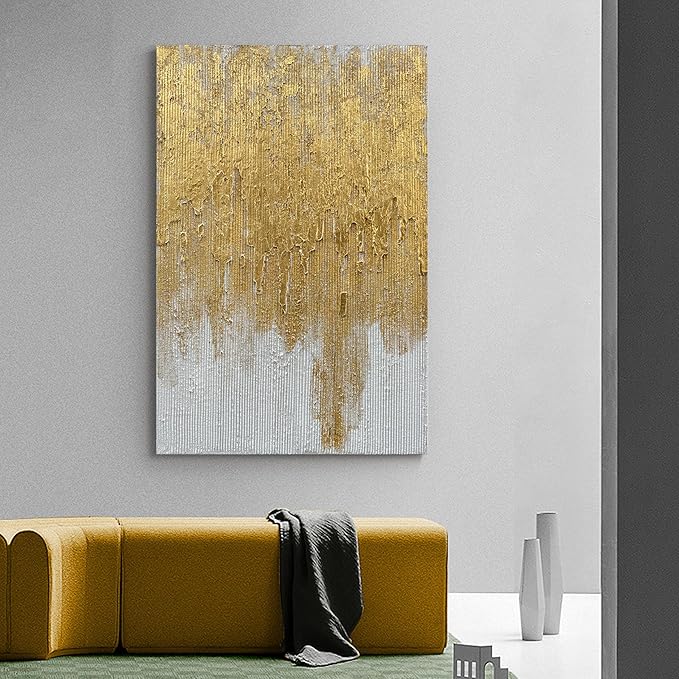Art Hand-Painted Gold Texture Minimalist Oil Painting Modern Abstract Art Painting 45x30 inch Home Wall Decorative Art