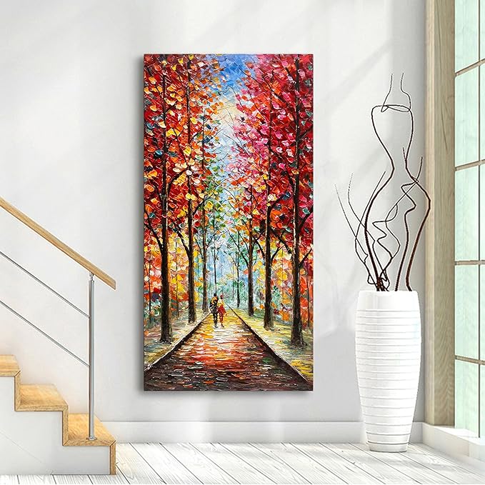 48x24 Inch Romantic Theme Modern Abstract Mural Large Wall Art Landscape Oil Painting, Canvas Art Decoration Interior Wall Decoration