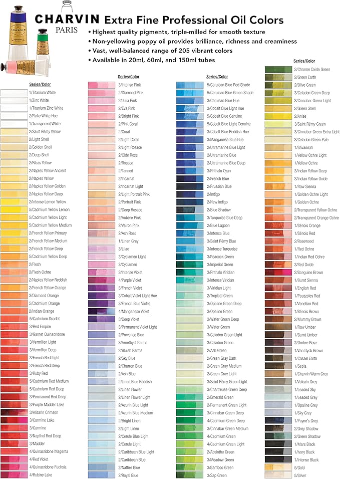 Charvin Extra Fine Professional Acrylic Paint - Salutation Set of 8-60ml Tubes, Triple-Milled, Lightfast Pigments, Open Stock Artist Acrylic Paints in Nature-Inspired Hues