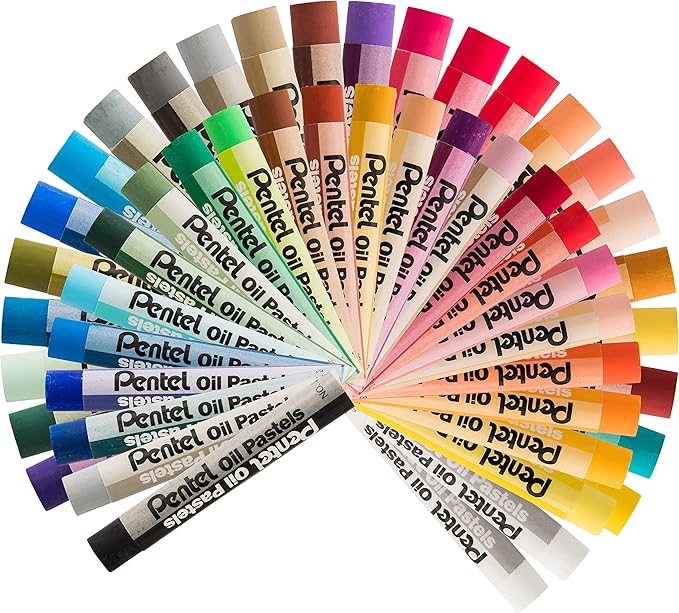 Pentel Arts Oil Pastels - 50 Color Set with Metallic and Fluorescent Packs, 3pk Set