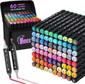 Alcohol Markers Set 60 Colors – Dual Tip Alcohol Based Art Markers for Adult Coloring Books, No Bleed Permanent Brush, Drawing and Coloring Supplies for Adults and Kids, Marcadores de Colores