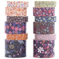 12 Rolls Flowers Washi Tape Set Floral Arts Adhesive Tapes Blooming Garden Decorative Masking Tape Sets for Craft, Kids, Scrapbook, DIY, Gift Wrapping (Forested Islet)