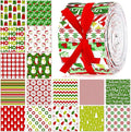 Fanfanwin 40 Pcs Red and Green Christmas Quilting Fabric Roll 2.56 Inch Precut Fabric Squares Jelly Patchwork Snowflake Peppermint Strips Materials for Winter Xmas Holiday Craft Sewing Panels DIY