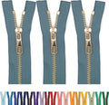 #5 Gold Metal Zipper - 50+ Colors - 3 PCS - (4-14 inches) Sizes - Luxury Lightweight Handcraft Metal Zippers with pulls for Purses Bags Pockets Shoes Sewing & Crafts DIY ZP02378