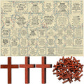 Pocket Prayer Quilt Panel Squares with Small Wooden Crosses Mini Scripture Pocket Prayer Quilt for Friend Family Religious Spiritual Gift Easter Reward Gift(Wildflower,Brown)