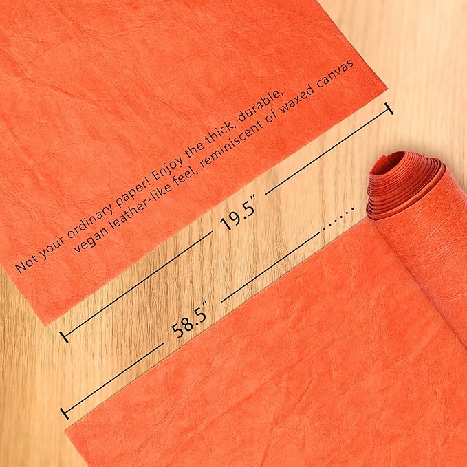 GONGZITEM Washable Kraft Paper Roll 19.5" x 58.5" – Sewable Kraft Paper Fabric for DIY Bag Making, Tote & Lunch Bags – Leather-Like Craft Material (GZ04)