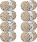 Chunky Yarn for Hand Knitting - #10 Chunky Chenille Yarn, Jumbo Big Thick Chunky Yarns for Crocheting, Super Bulky Chunky Knit Blanket Yarns, 8 Skein (25 yds 8 oz Each Skein), Khaki