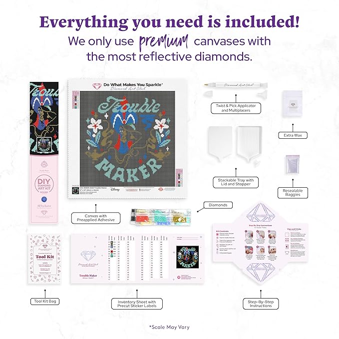 DIAMOND ART CLUB Trouble Maker Diamond Painting Kit, Fun DIY Crafts for Adults, Round Diamond Art Canvas, 13" x 13"