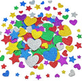 342PCS Heart and Star Foam Glitter Stickers，Self Adhesive Puffy Shapes for Arts & Crafts Supplies,Valentines Day Foam stcky for Greeting Card (342)