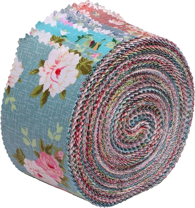 Jelly Rolls for Quilting Clearance 42 Strip 2.5" x 44" - Cotton Jelly Roll Fabric Strips for Quilting, Sewing, Blanket, Rug, Home Decor, and Purse Making, Rose Floral