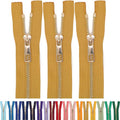#5 Gold Metal Zipper - 50+ Colors - 3 PCS - (4-14 inches) Sizes - Luxury Lightweight Handcraft Metal Zippers with pulls for Purses Bags Pockets Shoes Sewing & Crafts DIY ZP02134