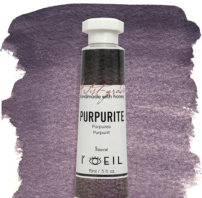 L'oeil (Genuine Minerals) Professional Artist Grade Extra Fine Handmade Watercolor 15ml Paint Tube, 5 Fl Oz, Natural Granulation, Rich Colour Luminosity, Lightfast Non-fading, Archival Quality (Purpurite)