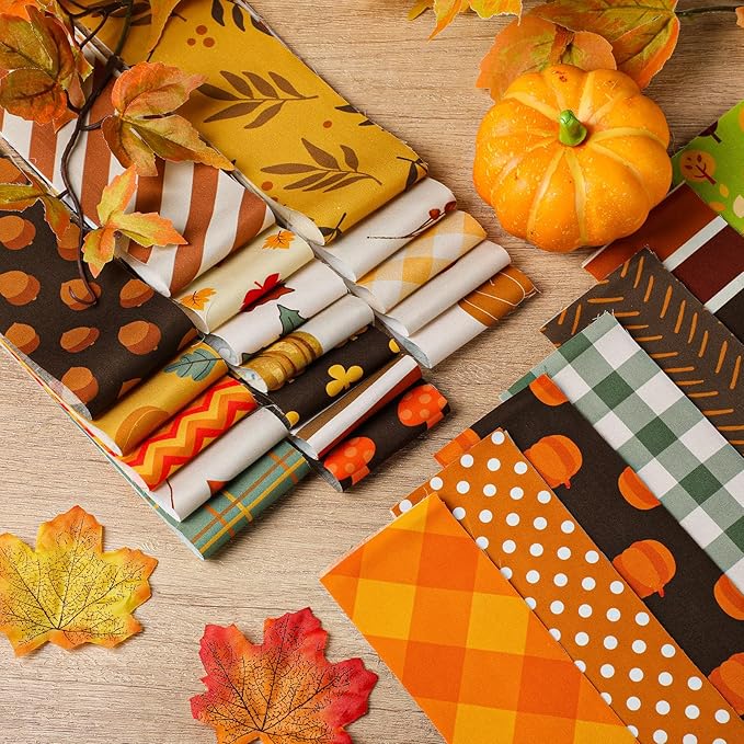 60 Pcs Christmas Quilting Fabric Roll 2.6 x 40" Cotton Fabric Strips Precut Jelly Patchwork for Craft Sewing(Fall)