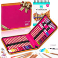 COLOUR BLOCK Watercolor Pencil Travel Art Set I 34pc Professional Drawing Kit, 50Sheets Drawing Pad, Paint Brushes I Vibrant Pigments for Coloring, Blending