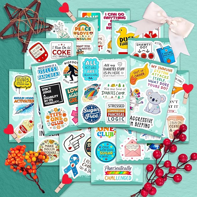 100Pcs Diabetes Stickers for Water Bottle - Diabetic Stickers and Decals - Diabetes Gifts for Diabetics - Gift for Women & Men