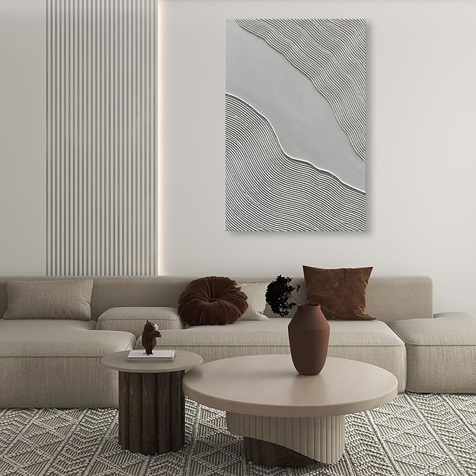 NANKAI Art Hand-Painted Modern Minimalist Abstract Art White Texture Oil Painting Large Home Wall Art Deco Oil Painting 45x30 inches