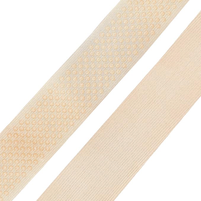 Mandala Crafts 2.5 Inch Elastic Silicone Gripper Tape for Clothing - 5 Yds Dotted Non Slip Elastic Band for Sewing - Nude Silicone Flat Fabric Stretchy Ribbon Straps