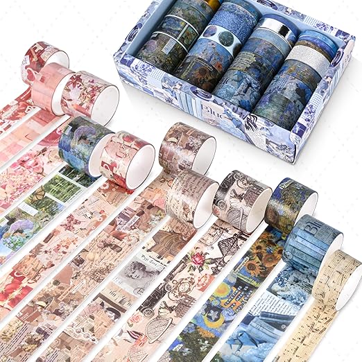 24 Rolls Washi Tape Set,Vintage Floral Decorative Masking Tape for Scrapbooking Supplies,Junk Journal,DIY Crafts,Gift Wrapping(Romantic Eternal Series)
