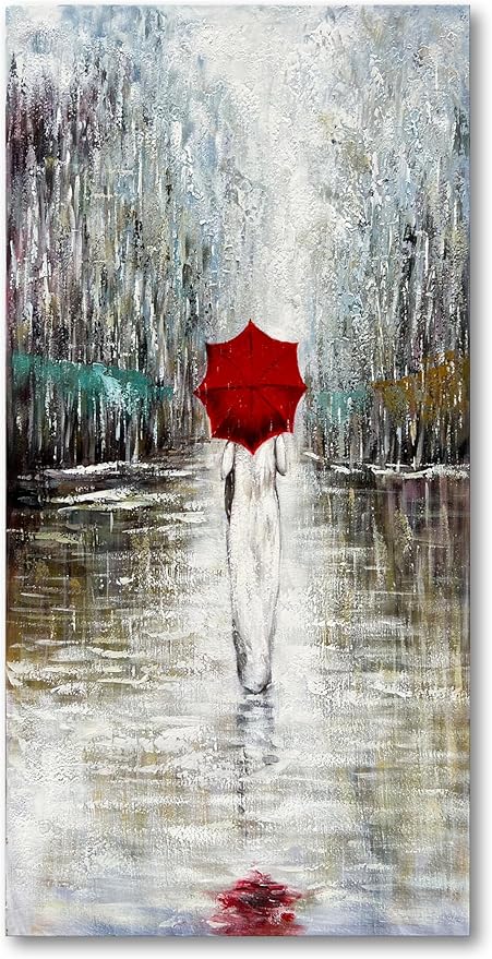Art Hand-Painted Landscape Oil Painting Contemporary Abstract Vertical Canvas Frame Wall Art Living Room Bedroom Wall Decoration 47x23 Inches