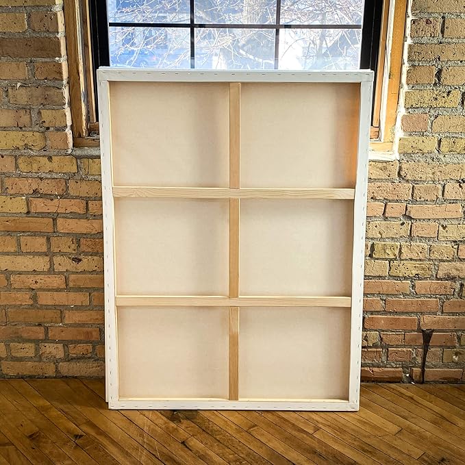 milo Stretched Artist Canvas | 36x48 inches | 2 Pack | 1.5” inch Thick Gallery Profile | 15 oz Primed Large Canvases for Painting, Ready to Paint Art Supplies for Acrylic, Oil