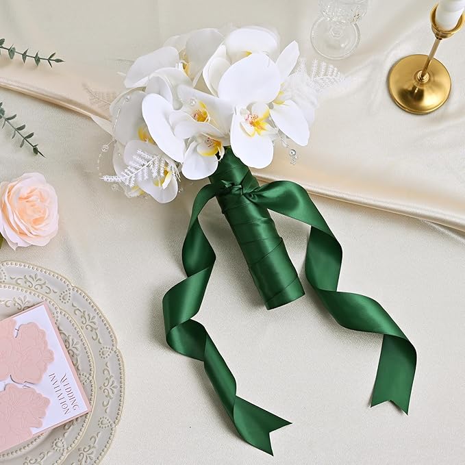 Double Face Forest Green Satin Ribbon 1-1/2 inch X 25 Yards Polyester Forest Green Ribbon for Gift Wrapping Very Suitable for Weddings Party Hair Bow Invitation Decorations and More