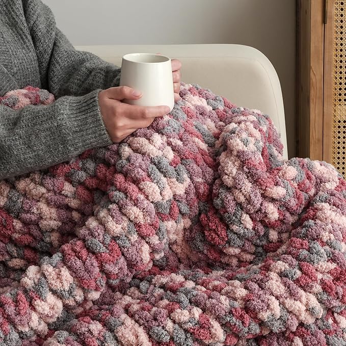 Jumbo Chunky Yarn for Hand Knitting - Super Thick Chenille Chunky Yarn for Crocheting - Extra Soft Bulky Fluffy Blanket Big Yarns 8 Jumbo Pack (27yds,8 oz Each Skein)