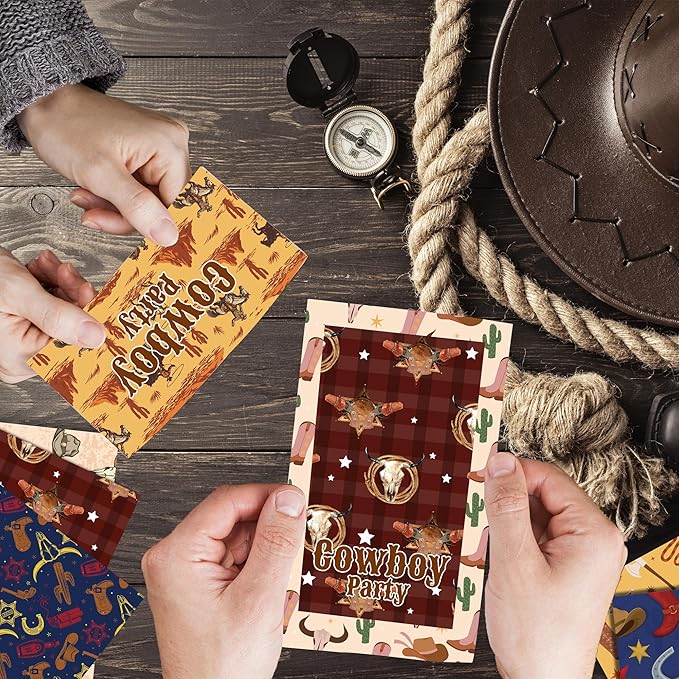 24 Sheets Western Cowboy Scrapbook Paper Pad Double-Sided Wild West Desert Cactus Rodeo Boots Patterned Decorative Craft Paper for Card Making Photo Album Journal DIY Craft, 11.8'' x 11.8''