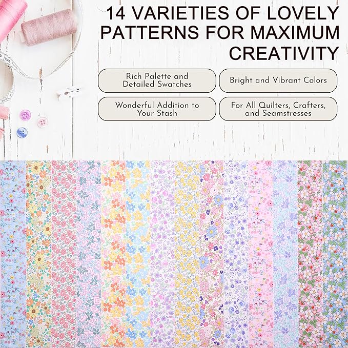 Jelly Roll Fabric Strips for Quilting, Crafting, and Sewing, 42 Strip Bundle, Soft Cotton for Blanket, Rug, Upholstery, Home Decor, and Purse Making, Spring Pastel Floral