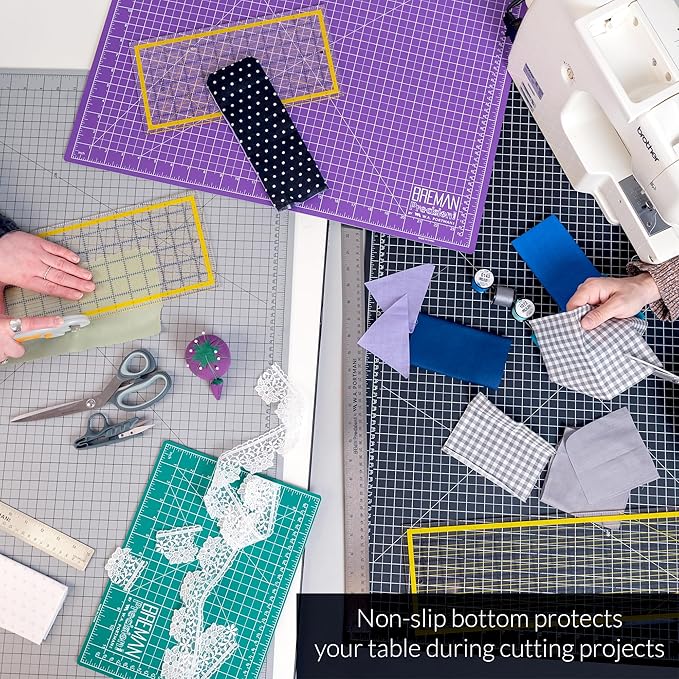 Breman Precision 18x24 Inch Self Healing Cutting Mat – 2-Sided 5-Ply PVC Purple/Gray Cutting Mats for Crafts, Sewing, Quilting & DIY Projects with Durable Non-Slip Surface and Precise Grid Lines