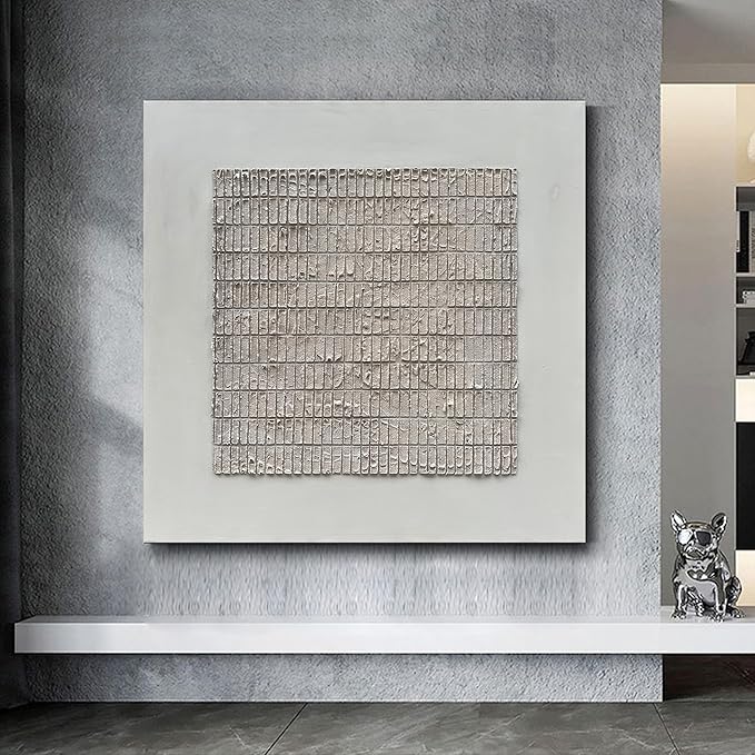 NANKAI Art White Texture Abstract Art Oil Painting 44x44 Inches Contemporary Minimalist Art Large Home Wall Decoration