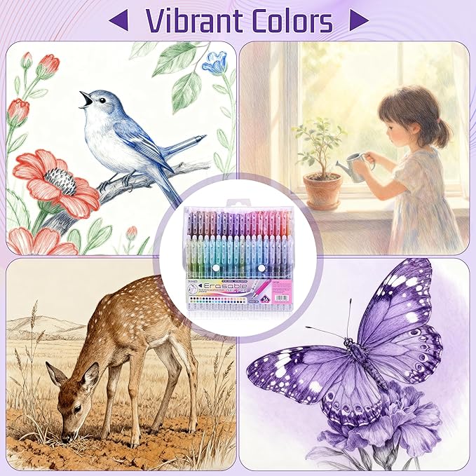 Erasable Gel Pens, 36 Colors Retractable Fine Point Erasable Pens Clicker, Assorted Color Inks, Make Mistakes Disappear for School Office Home, Drawing Writing Planner, Coloring