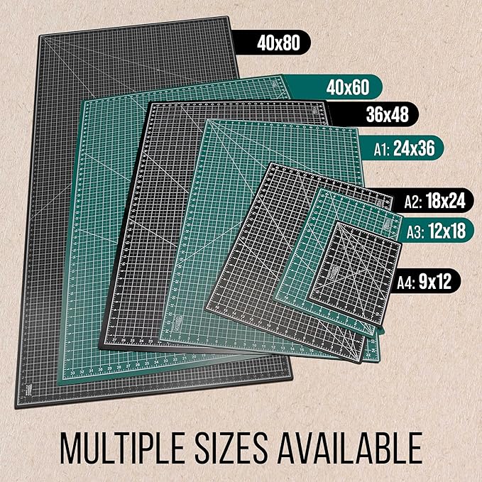 U.S. Art Supply 18" x 24" Self-Healing Cutting Mat 5-Ply (2 Pack) - Double-Sided Green/Black Craft Mat, Non-Slip Cutting Mats for Crafts, Sewing, Quilting, Scrapbooking