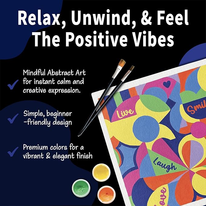 Unwynd Abstract Art Canvas Paint, 10" Canvas Board with 7 Acrylic Paints, Adult Paint by Number Kits, Creative Home Décor Art Craft, DIY Abstract Painting Set for Adults & Teens
