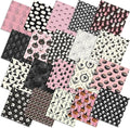 Ganeen 60 Pcs 10 x 10 Inch Pink Gothic Quilting Fabric Squares Spooky Pink Ghost Fat Patchwork Precut Strips Retro Pumpkin Skull Fabric Bundles for Christmas Halloween DIY Craft Sewing Quilt Material