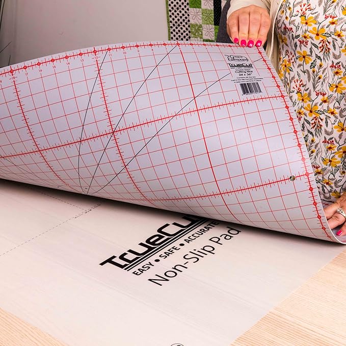 TrueCut Double Sided Self Healing Rotary Cutter Mat | Cutting Mat with 5 Layers of PVC Plastic | Self Healing Rotary Cutting Mat | Easy to See Markings (18"x24" Cutting Mat)