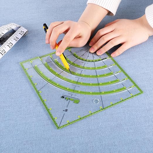8 Inch Acrylic Fabric Ruler Quilting Ruler Multifunctional Arc Guide Cutting Square Ruler Quilt Circle Cutter Ruler Quilting Supplies and Tools for Quilting, Sewing, Crafts, Pattern Making