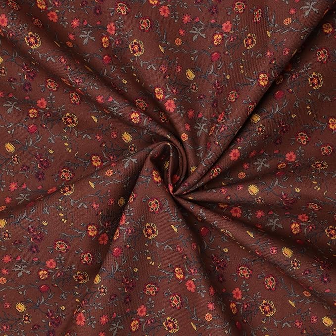 Tinyspool & Co. 100% American Cotton Fabric – 3 Yard Cut Quilting Fabric – Prewashed Preshrunk Yardage for Quilt Backing Borders Binding Sewing Crafts – Fall Harvest No.10 – Sienna Red