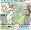 Lifelines FlowArt Activity Pad, 2-Pack & Bonus Pad - Guided Dot Art Meditations with Markers - Dot-by-Letter & Stamp-by-Shape Coloring Books for Tweens, Adults & Seniors