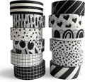 ZYNSHE Washi Tape Set of 12 Rolls of 15 mm Wide Cute Decorative Washi Tape for Journaling, Scrapbook, Washy Crafts, Bullet Journals, Planners, DIY Décor, Gift Wrapping, Craft Supplies (Black White)