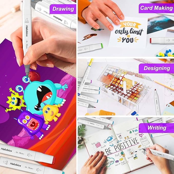 120 Colors Alcohol Markers Set, Dual Tip Fine & Chisel Drawing Markers Alcohol Marker with Case, Marker for Adults Children Coloring Artists Drawing Sketching Card Making and Illustration