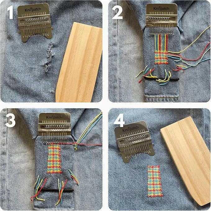 Knitting Kit for Beginners, Portable Patch Darning Kit, Patchwork Weaving Tool Set for Quickly Sewing Repair, Sewing (42 Hooks)