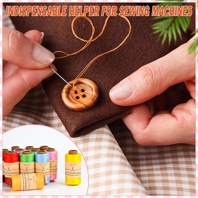 BYMORE 30 Pcs Sewing Thread Kit, 12 Colors 400 Yards per Polyester Thread Spools with Needles and Threaders for Hand & Machine Sewing, Emergency and Travel, DIY and Home