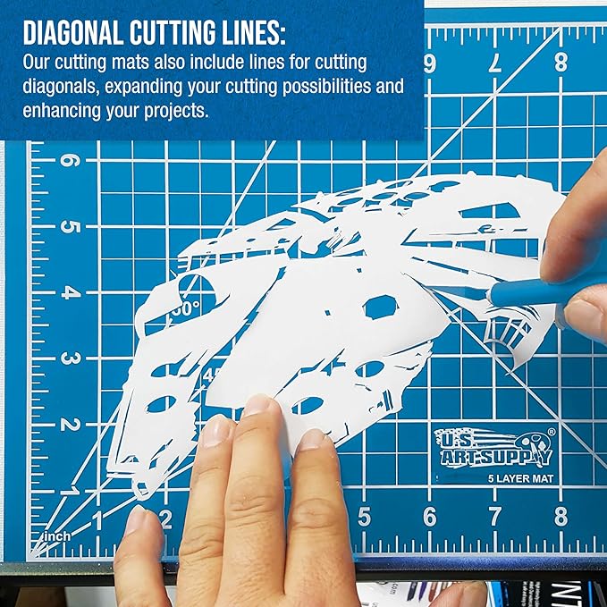 U.S. Art Supply 12" x 18" Self-Healing Cutting Mat 5-Ply (2 Pack) - Double-Sided Pink/Blue Craft Mat, Non-Slip Cutting Mats for Crafts, Sewing, Quilting, Scrapbooking