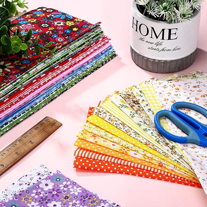 Tudomro 100 Pieces 10 x 10 Inches Cotton Fabric Squares Patchwork Quilting Fabric Bundles Layer Precut Quilt Material for DIY Craft Sewing Cloths Handmade Accessories(Floral)