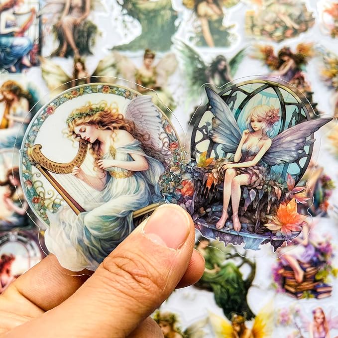 Yoksas Fantasy Butterfly Fairy Scrapbook Stickers - 180Pcs Waterproof Clear Cryptid Fairy Tale Stickers for Journaling, Laptops, Resin Art, Fairycore Aesthetic Art Supplies