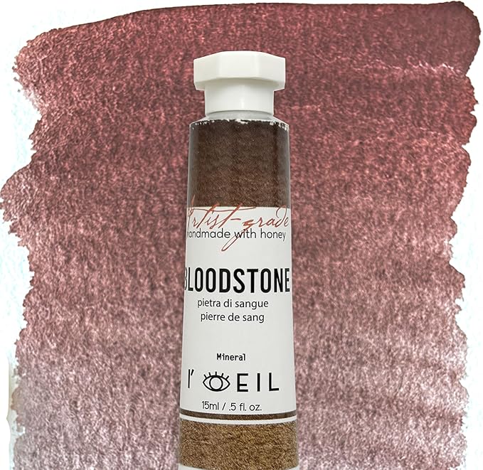 L'oeil (Genuine Minerals) Professional Artist Grade Extra Fine Handmade Watercolor 15ml Paint Tube, 5 Fl Oz, Natural Granulation, Rich Colour Luminosity, Lightfast Non-fading, Archival Quality (Bloodstone)