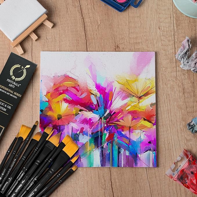 Set of 12 Acrylic Paint Brushes Professional | Acrylic & Oil Masters | Oil Painting Brushes | Handmade Paint Brush Set for Acrylic Painting