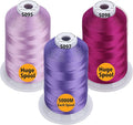 Simthread - 33 Selections - Various Assorted Color Packs of Polyester Embroidery Machine Thread Huge Spool 5500Y for All Sewing Embroidery Machines - 3 Different Purple Colors