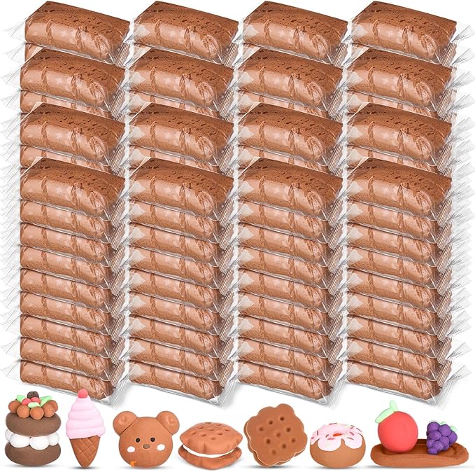 144 Pcs Air Dry Clay Bulk 76 oz Christmas Soft DIY Modeling Clay Kit Magic Foam Crafts for Sculpting Kids Gifts Party School Supplies for Crafts Artistic Project(Light Brown)