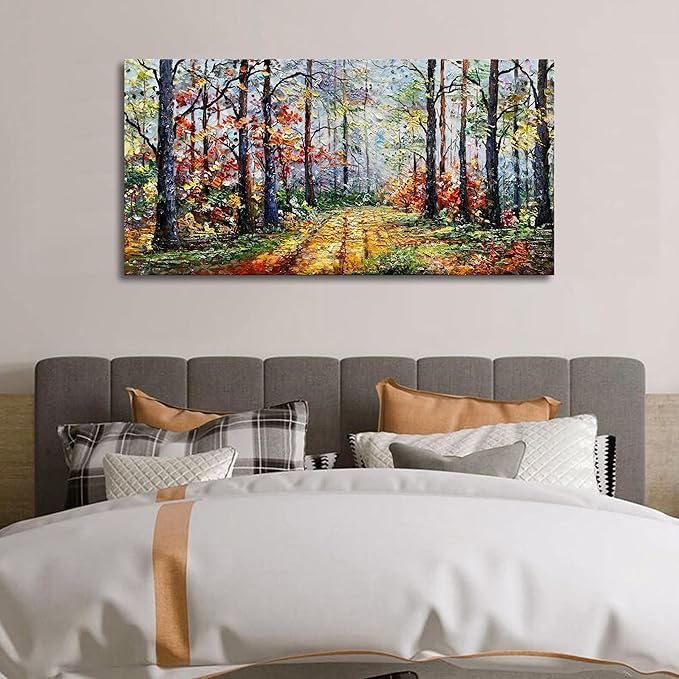 Art Forest Landscape Oil Painting Modern Abstract Art Wall Decoration 24x48 inches